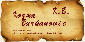 Kozma Burkanović vizit kartica